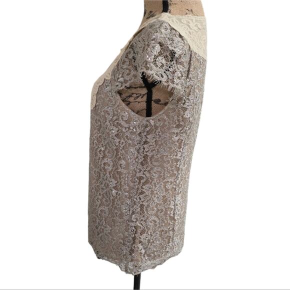 Anthropologie x HD in PARIS Lace and Sequins Party‎ Shirt Size 4 Small - Picture 2 of 7